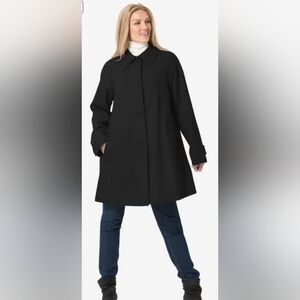 WOMAN WITHIN Women's Plus Size Wool-Blend Classic A-Line Coat, Size 38W, NWT